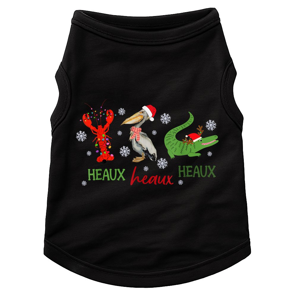 Heaux Heaux Heaux Cajun Christmas Crawfish Pelican Alligator Doggie Tank