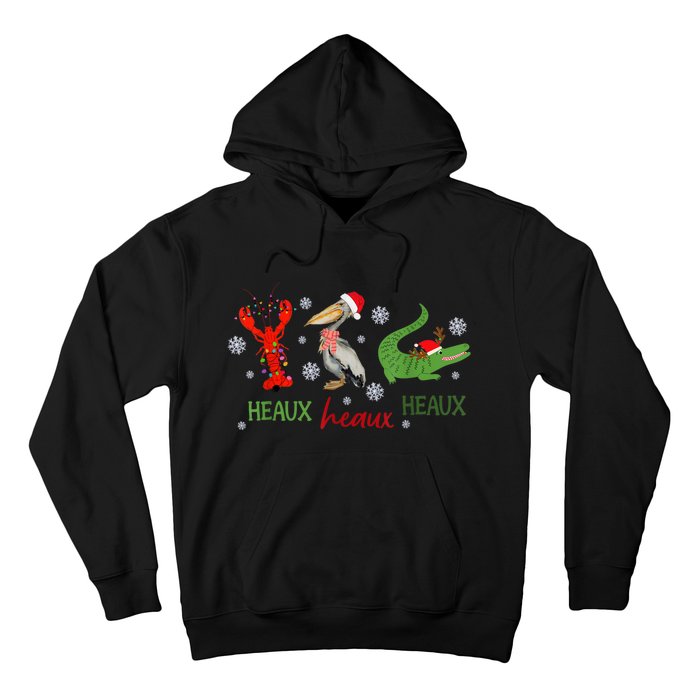 Heaux Heaux Heaux Cajun Christmas Crawfish Pelican Alligator Hoodie