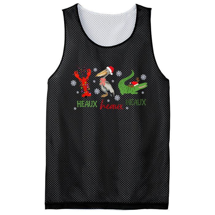 Heaux Heaux Heaux Cajun Christmas Crawfish Pelican Alligator Mesh Reversible Basketball Jersey Tank