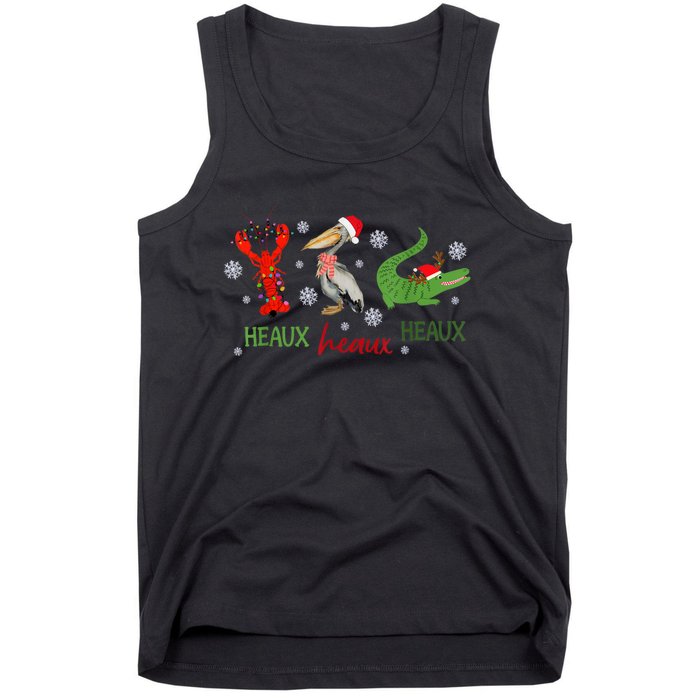 Heaux Heaux Heaux Cajun Christmas Crawfish Pelican Alligator Tank Top