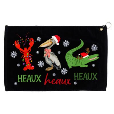 Heaux Heaux Heaux Cajun Christmas Crawfish Pelican Alligator Grommeted Golf Towel