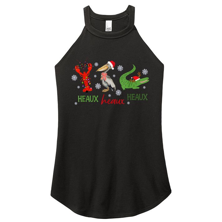 Heaux Heaux Heaux Cajun Christmas Crawfish Pelican Alligator Women's Perfect Tri Rocker Tank