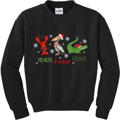 Heaux Heaux Heaux Cajun Christmas Crawfish Pelican Alligator Kids Sweatshirt