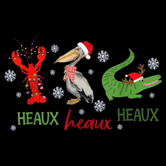 Heaux Heaux Heaux Cajun Christmas Crawfish Pelican Alligator Zip Tote Bag