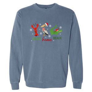 Heaux Heaux Heaux Cajun Christmas Crawfish Pelican Alligator Garment-Dyed Sweatshirt