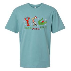 Heaux Heaux Heaux Cajun Christmas Crawfish Pelican Alligator Sueded Cloud Jersey T-Shirt