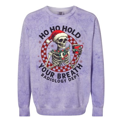 Ho Ho Hold Your Breath Radiology Tech Skeleton Colorblast Crewneck Sweatshirt