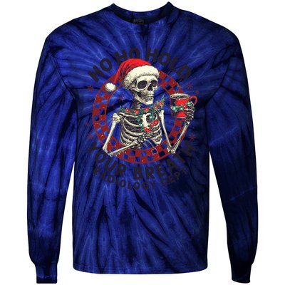 Ho Ho Hold Your Breath Radiology Tech Skeleton Tie-Dye Long Sleeve Shirt