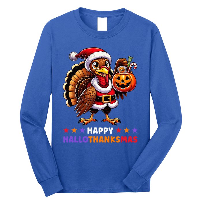 Happy Hallothanksmas Halloween Thanksgiving Xmas Long Sleeve Shirt