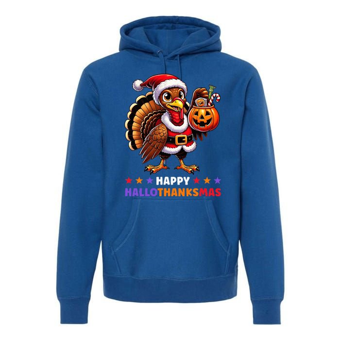 Happy Hallothanksmas Halloween Thanksgiving Xmas Premium Hoodie