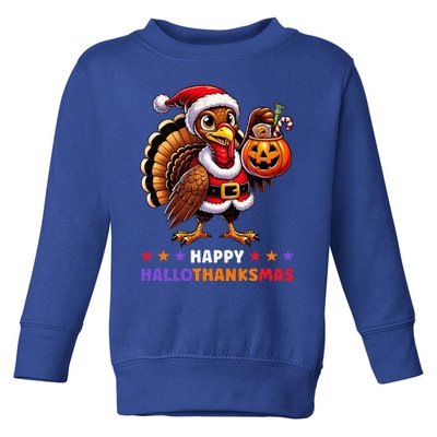 Happy Hallothanksmas Halloween Thanksgiving Xmas Toddler Sweatshirt