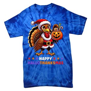 Happy Hallothanksmas Halloween Thanksgiving Xmas Tie-Dye T-Shirt