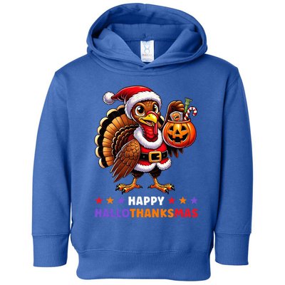 Happy Hallothanksmas Halloween Thanksgiving Xmas Toddler Hoodie