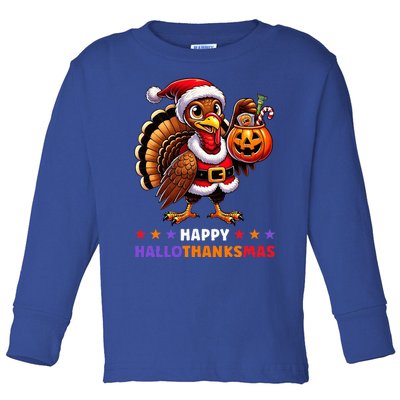 Happy Hallothanksmas Halloween Thanksgiving Xmas Toddler Long Sleeve Shirt