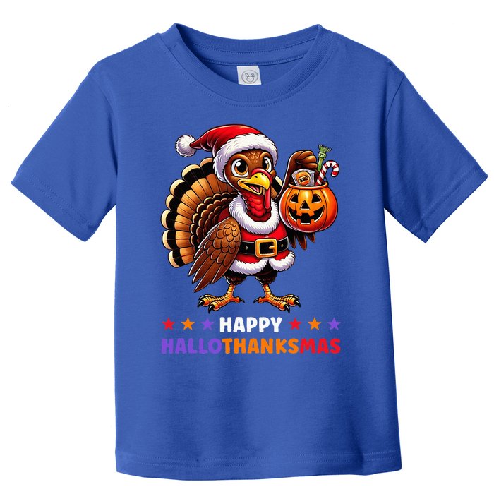 Happy Hallothanksmas Halloween Thanksgiving Xmas Toddler T-Shirt