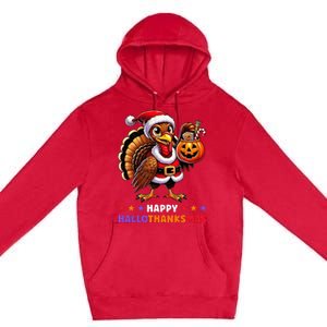 Happy Hallothanksmas Halloween Thanksgiving Xmas Premium Pullover Hoodie