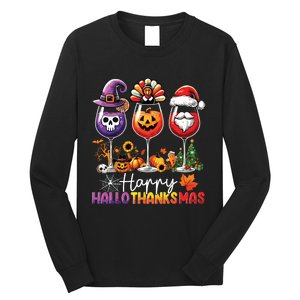 Happy Hallothanksmas Halloween Thanksgiving Christmas Long Sleeve Shirt