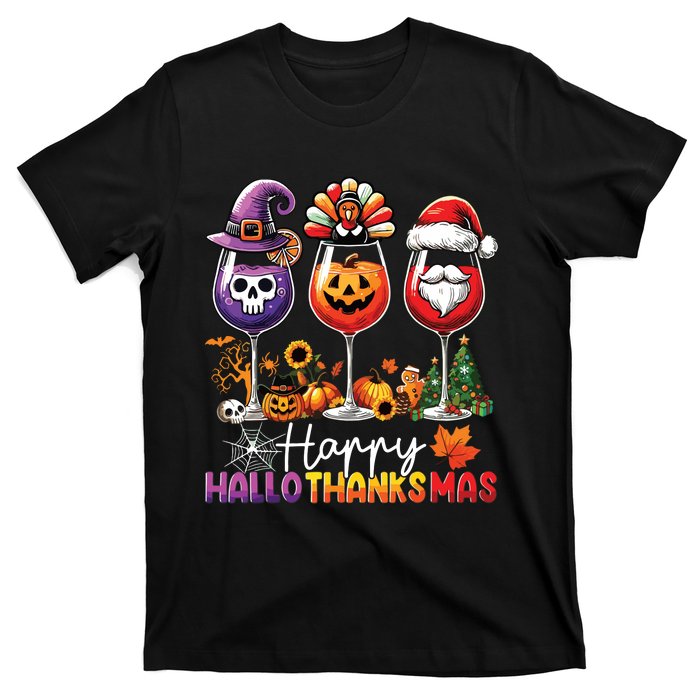 Happy Hallothanksmas Halloween Thanksgiving Christmas T-Shirt