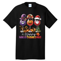 Happy Hallothanksmas Halloween Thanksgiving Christmas Tall T-Shirt