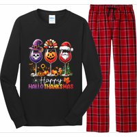 Happy Hallothanksmas Halloween Thanksgiving Christmas Long Sleeve Pajama Set