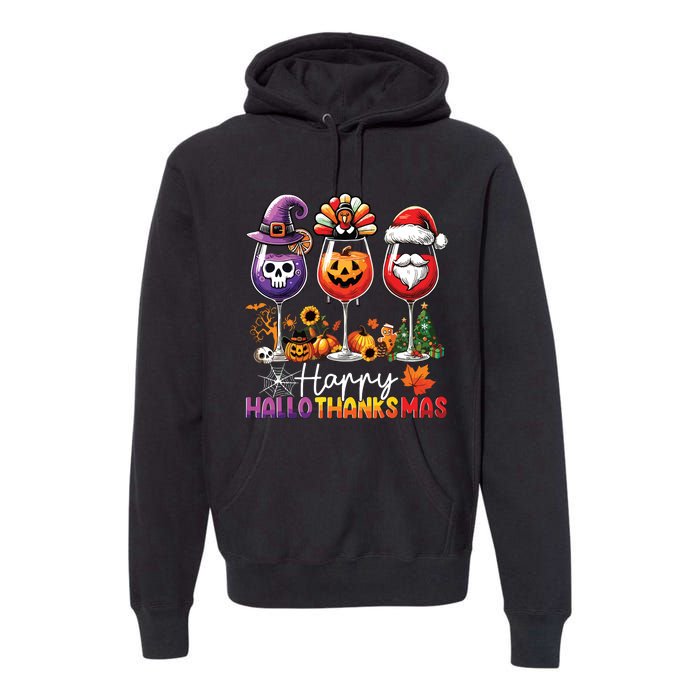 Happy Hallothanksmas Halloween Thanksgiving Christmas Premium Hoodie