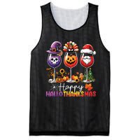 Happy Hallothanksmas Halloween Thanksgiving Christmas Mesh Reversible Basketball Jersey Tank