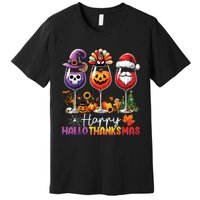 Happy Hallothanksmas Halloween Thanksgiving Christmas Premium T-Shirt