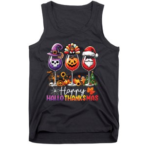 Happy Hallothanksmas Halloween Thanksgiving Christmas Tank Top