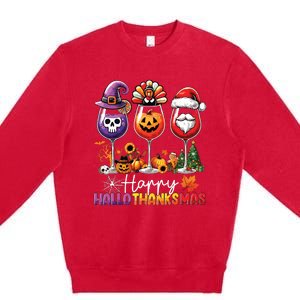 Happy Hallothanksmas Halloween Thanksgiving Christmas Premium Crewneck Sweatshirt