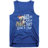 Ho Ho Holy Shit What A Year Gift Funny Christmas Skeleton Gift Tank Top