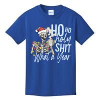 Ho Ho Holy Shit What A Year Gift Funny Christmas Skeleton Gift Kids T-Shirt