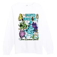 Hitchhiking House Haunted Ghosts Halloween Bewware Of Hitchhiking Ghosts Premium Crewneck Sweatshirt