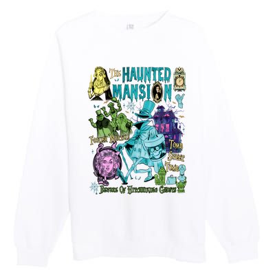 Hitchhiking House Haunted Ghosts Halloween Bewware Of Hitchhiking Ghosts Premium Crewneck Sweatshirt