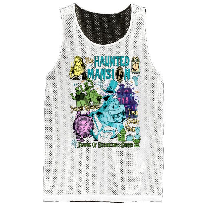 Hitchhiking House Haunted Ghosts Halloween Bewware Of Hitchhiking Ghosts Mesh Reversible Basketball Jersey Tank