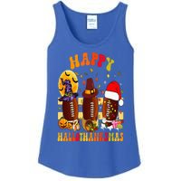 Happy HalloThanksmas Halloween Fall Thanksgiving Football Ladies Essential Tank