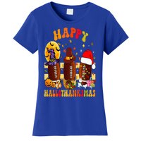 Happy HalloThanksmas Halloween Fall Thanksgiving Football Women's T-Shirt