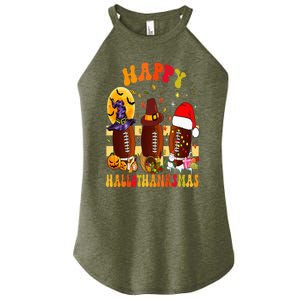 Happy HalloThanksmas Halloween Fall Thanksgiving Football Women's Perfect Tri Rocker Tank