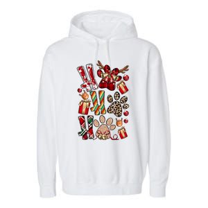 Ho Ho Ho Dog Print Festive Holiday Christmas Cute Gift Garment-Dyed Fleece Hoodie