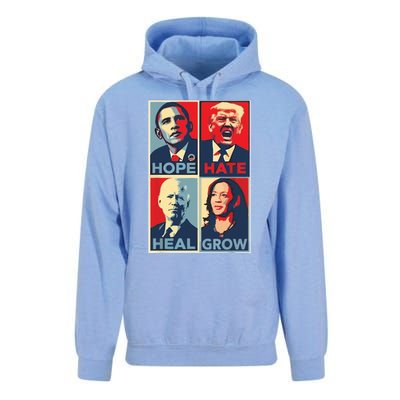 Hope Hate Heal Grow Unisex Surf Hoodie