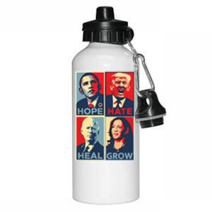 Hope Hate Heal Grow Aluminum Water Bottle