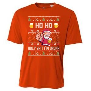 Ho Ho Holy Shit Im Drunk Ugly Christmas Sweater Gift Cooling Performance Crew T-Shirt