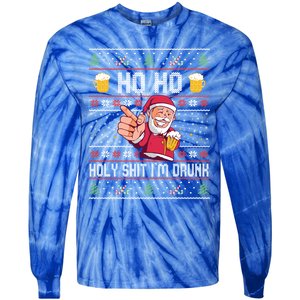 Ho Ho Holy Shit Im Drunk Ugly Christmas Sweater Gift Tie-Dye Long Sleeve Shirt