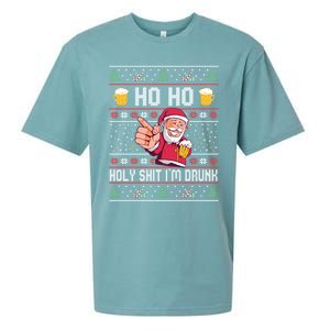 Ho Ho Holy Shit Im Drunk Ugly Christmas Sweater Gift Sueded Cloud Jersey T-Shirt