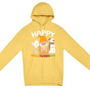 Happy Hallothanksmas Halloween Thanksgiving Christmas Premium Pullover Hoodie