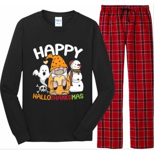 Happy Hallothanksmas Halloween Thanksgiving Christmas Long Sleeve Pajama Set