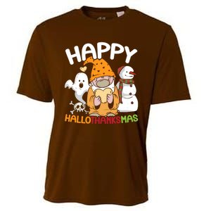 Happy Hallothanksmas Halloween Thanksgiving Christmas Cooling Performance Crew T-Shirt