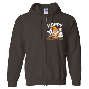 Happy Hallothanksmas Halloween Thanksgiving Christmas Full Zip Hoodie