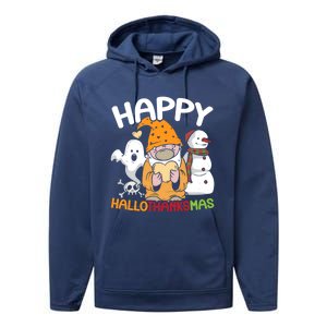 Happy Hallothanksmas Halloween Thanksgiving Christmas Performance Fleece Hoodie