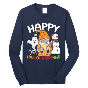 Happy Hallothanksmas Halloween Thanksgiving Christmas Long Sleeve Shirt