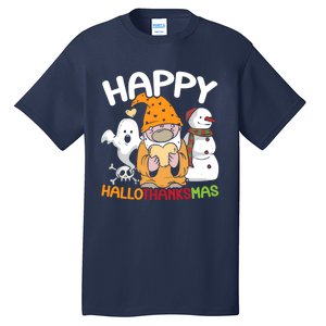 Happy Hallothanksmas Halloween Thanksgiving Christmas Tall T-Shirt